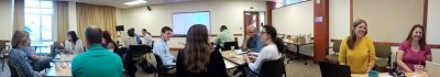 Educational Leadership faculty and staff gather for departmental meeting