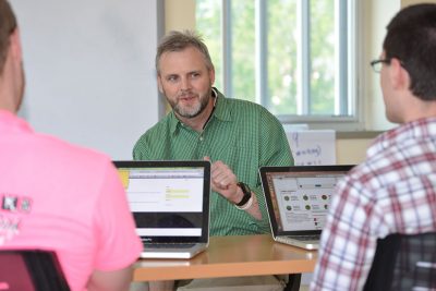 Todd Campbell meeting with students