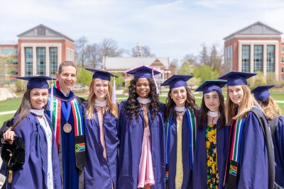 Master’s and sixth-year graduates from the Neag School celebrated Commencement at a reception on the Student Union patio on Saturday, May 5, 2018. (Photo credit: Frank Zappulla/Neag School)
