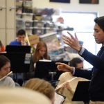 Jesús Cortés-Sanchez conducts at William Hall High School (Credit: Joe Columbatto)