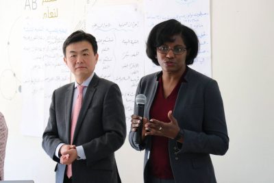 Dean Kersaint and Yuhang Rong visit Jordan in November 2018 to connect with Queen Rania Teacher Academy, as well as educators, administrators, and students, to learn more about the success of the Academy’s implementation of a principal training program based on UCAPP. (Photo courtesy of Queen Rania Teacher Academy)