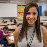 A newly announced $240,000 grant from the William Casper Graustein Memorial Fund will help support students of color in the Neag School’s Integrated Bachelor’s/Master’s Program, as well as educators of color serving as mentors. Pictured is IB/M alumna Aryliz (Crespo) Estrella ’16 (ED), ’17 MA at Kennelly School in 2016. (Ryan Glista/Neag School)
