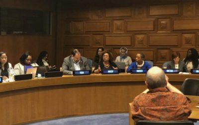 Doctoral student Monique Golden serves on a panel at the U.N. earlier this month. (Photo courtesy of Monique Golden)(Photo courtesy of Monique Golden)