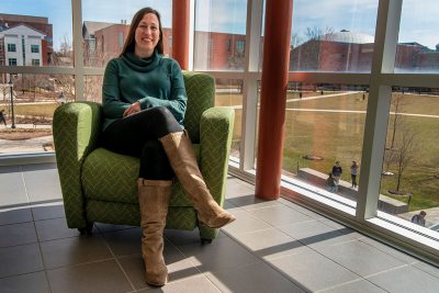 Educational psychology professor Brandi Simonsen, an expert on behavioral issues in schools, discusses the use of seclusion and restraint and the alternatives to their use. (Sean Flynn/UConn Photo)