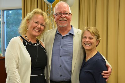 Scott Brown with Manuela Wagner and Mary Yakimowski at the retirement celebration.