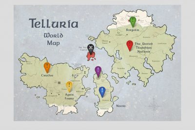 Map of Telluria, a fictional realm.
