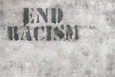 End Racism graffiti.