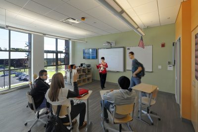 Teacher leading a class at the American School for the Deaf.