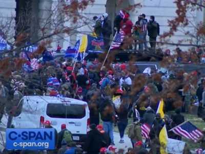 Crowds at U.S. Capitol riot.