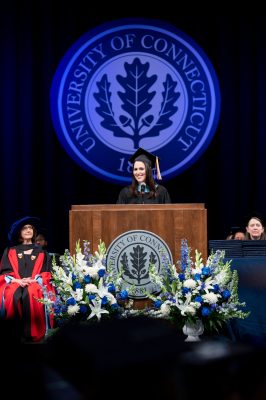 Amanda Slavin gives the 2023 Undergraduate Commencement speech. 